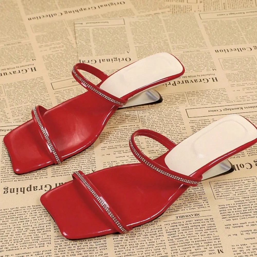 🆕 Strappy Rhinestone Square Toe Sandals - Picture 7 of 7